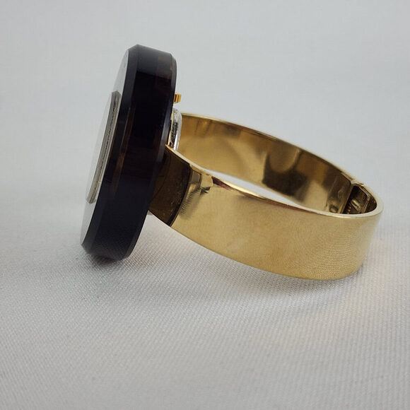 Vintage Marcel Boucher Brown Lucite 17 Jewels Gold Hinge Watch - Picture 3 of 7